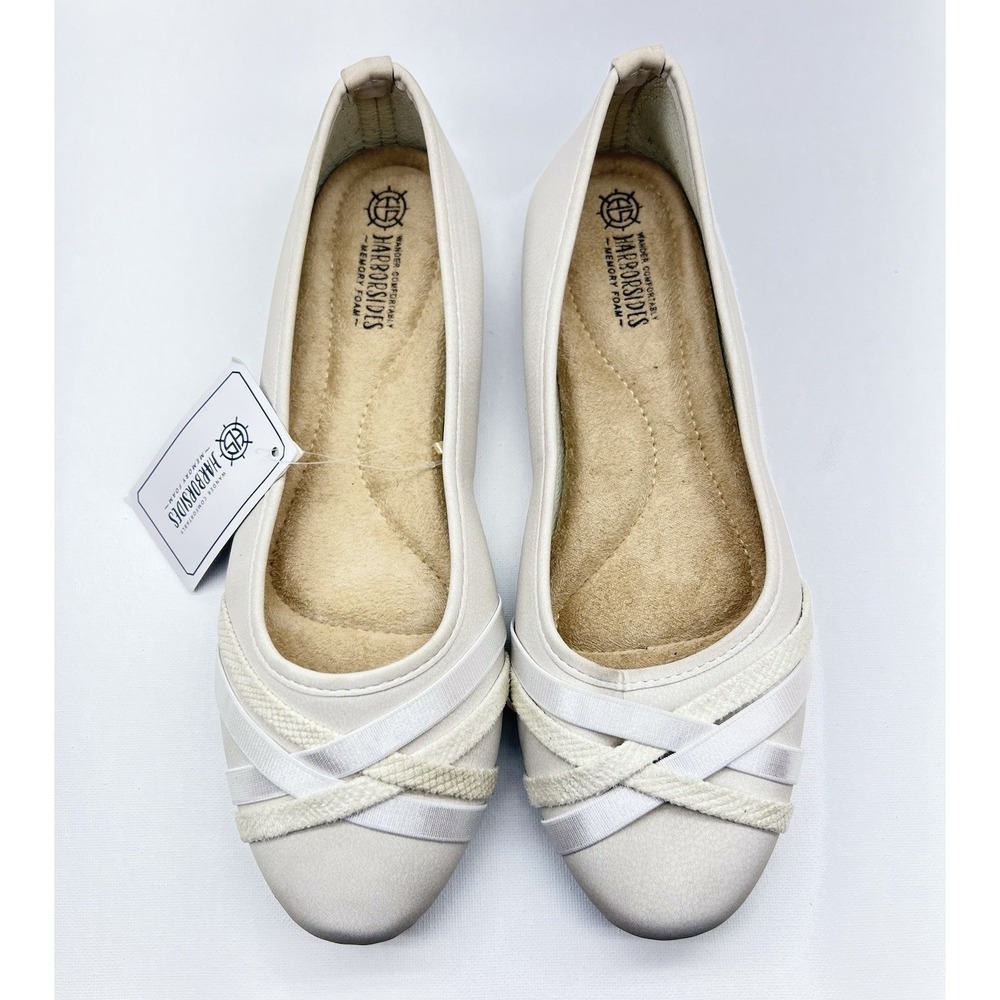 Harborsides Memory Foam Women's Round Toe Cross Strap‎ Ballet Flats Sz 8